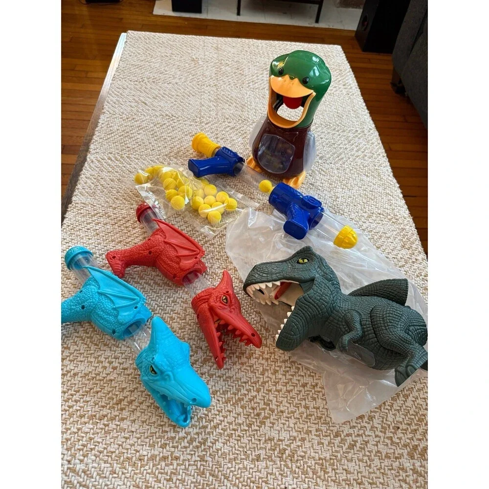 Dinosaur & Duck Ball Popper Toy Set with Foam Balls